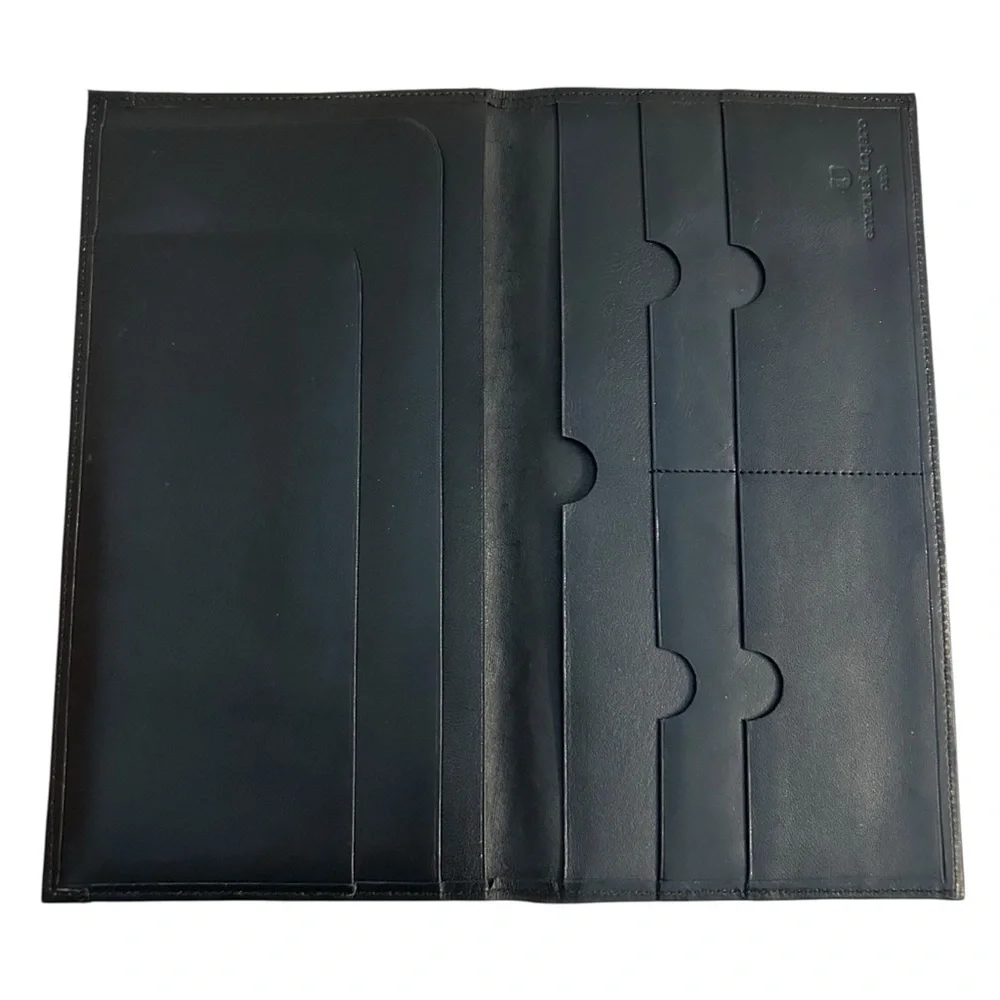 VTG Emanuel Ungaro Paris Slim Long Black Leather Wallet Bifold EUC